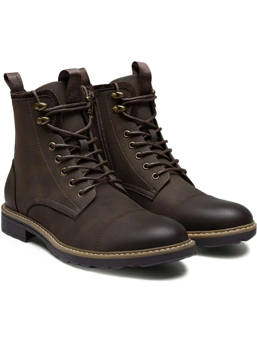 Men's Dark Brown Boot Motorcycle Casual Boots for Men Zipper Fashion Chukka Boot